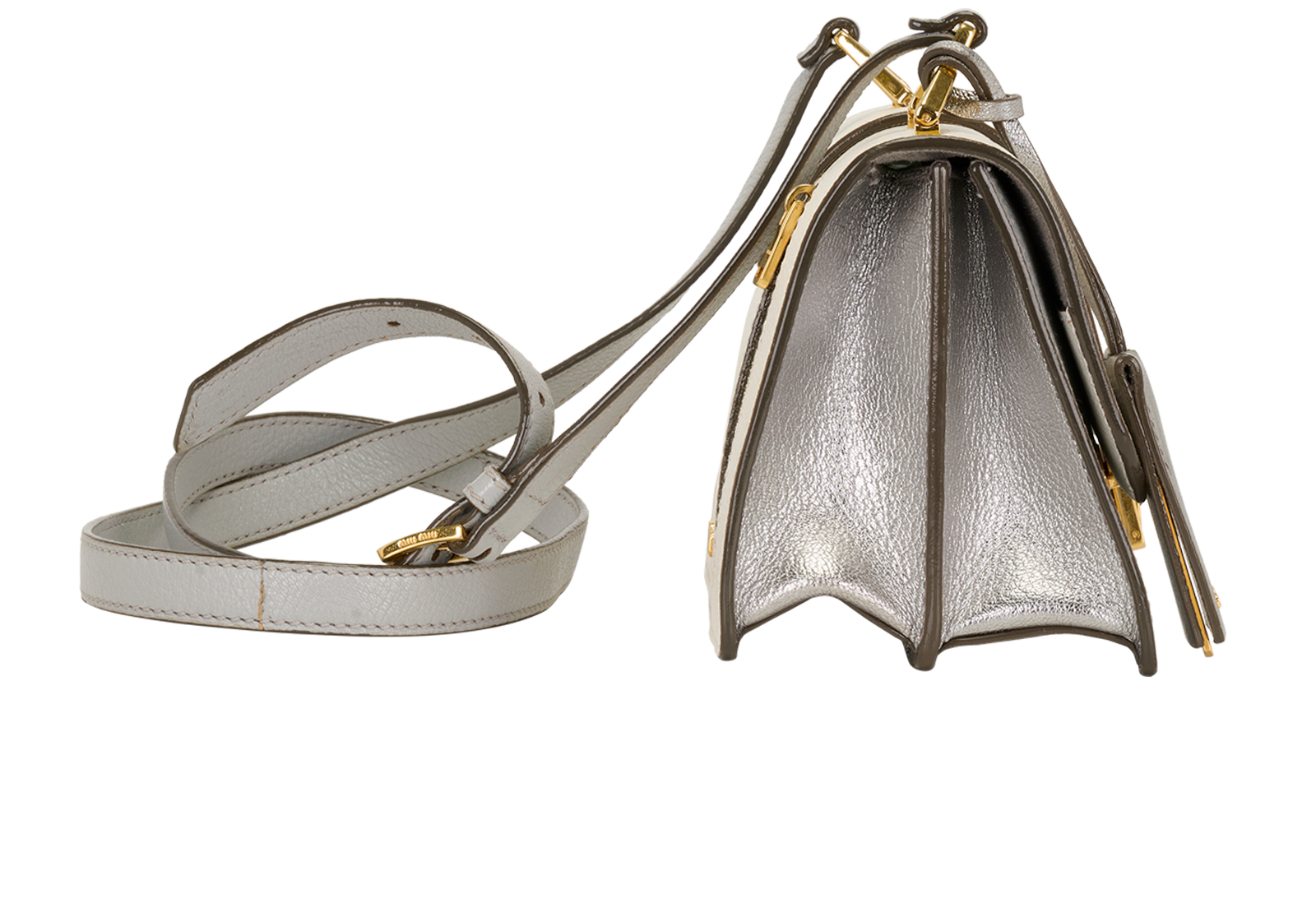Madras Crossbody, &pound;350, Handbags, Grey/Silver/White, Leather, Side view